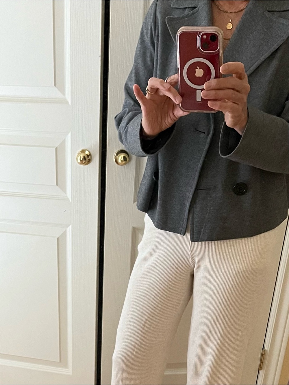 UNIQLO Gray Cropped Blazer with Button Detail